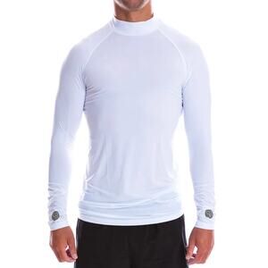SParms Men’s White High Neck Long Sleeve Sun Protection Body Warm Top Size XL